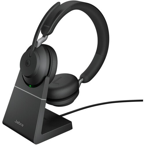 Jabra Evolve2 65 Stereo Wireless On-Ear Headset with Stand (Microsoft Teams, USB Type-C, Black) – 26599-999-889 – USB-C, Bluetooth, With Stand, Binaural, Black