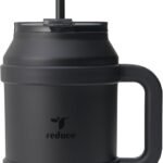 Reduce 50 oz Mug Tumbler with Handle and Straw - Stainless Steel with Sip-It-Your-Way Lid - Keeps Water Cold up to 36 Hours - Sweat Proof, Dishwasher Safe, BPA Free - Black