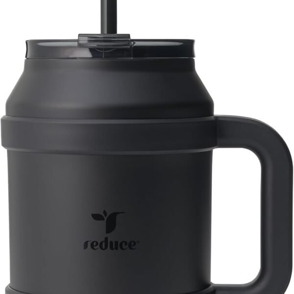 Reduce 50 oz Mug Tumbler with Handle and Straw - Stainless Steel with Sip-It-Your-Way Lid - Keeps Water Cold up to 36 Hours - Sweat Proof, Dishwasher Safe, BPA Free - Black