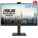 ASUS 24 1080P Video Conferencing Monitor (BE249QFK) - IPS, 100Hz, Frameless, Full HD Webcam, Mic Array, Speakers, Height Adjustable, Ergonomic Design, Eye Care, Wall Mountable, 3 Year Warranty with ARR