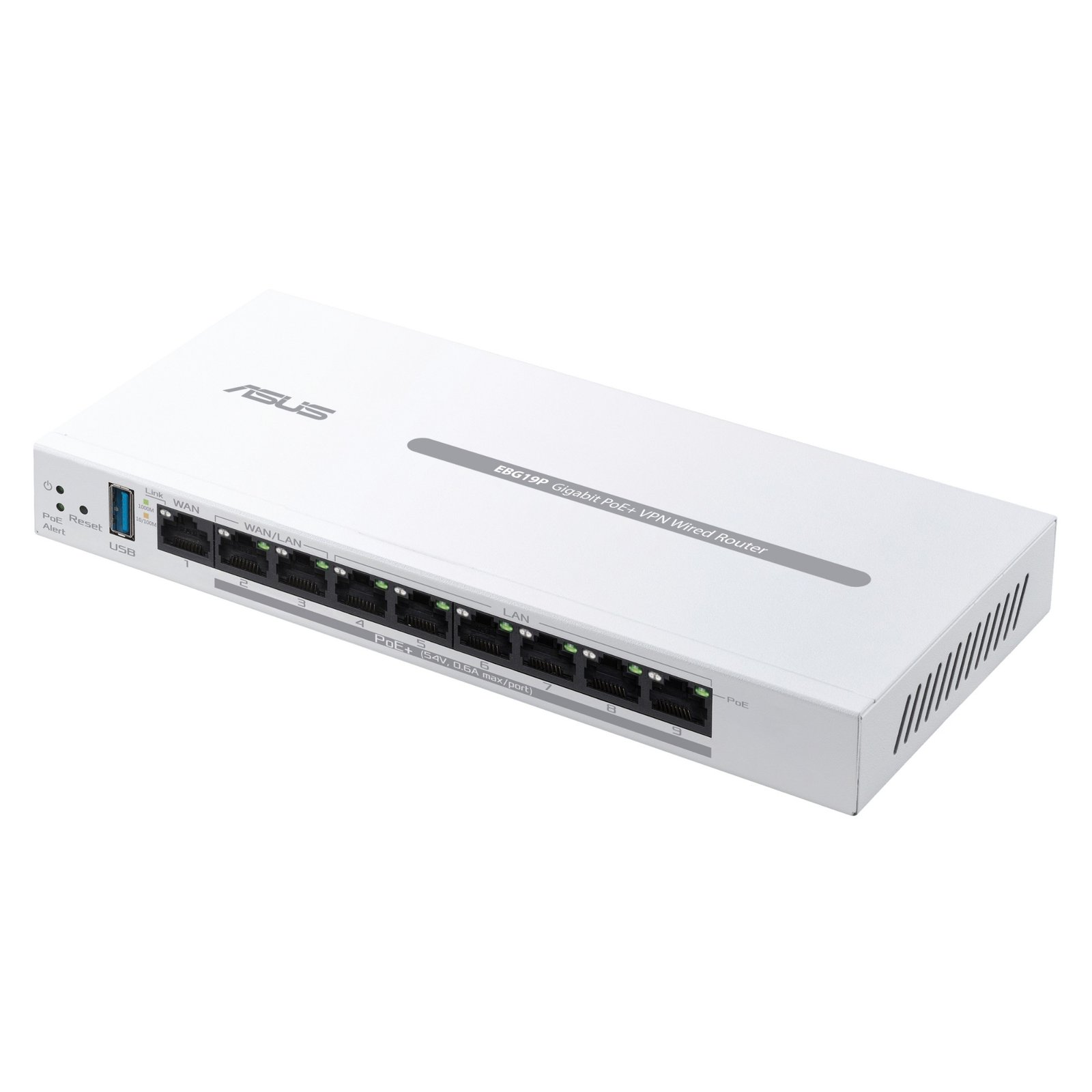 EBG19P ASUS EXPERTWIFI EBG19P GIGABIT POE+ VPN WIRED ROUTER, 8 POE+ PORTS, 123W, UP TO 3 WAN ETHERNET PORTS + 1 USB WAN, PERFECT FOR APS, COMMERCIAL-GRADE NETWORK SECURITY, EASY CENTRALIZED MANAGEMENT EXPERTWIFI APP - Image 1