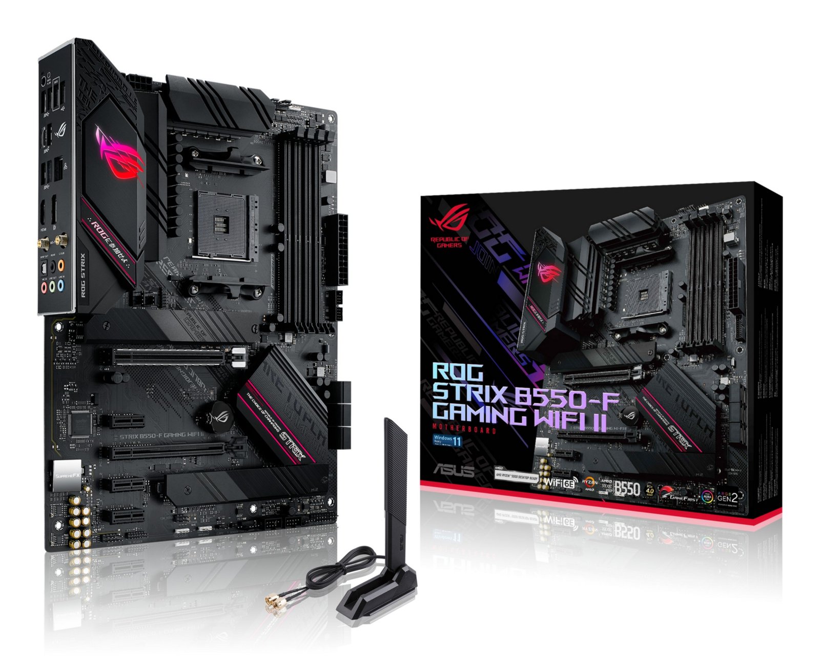 ROG STRIX B550-F GAMING WIFI II Asus ROG STRIX B550-F GAMING WIFI II AMD AM4 (3rd Gen Ryzen ) ATX gaming motherboard ( PCIe 4.0,WiFi 6E, 2.5Gb LAN, BIOS FlashBack, HDMI 2.1, Addressable Gen 2 RGB header and AURA Sync) - Image 1
