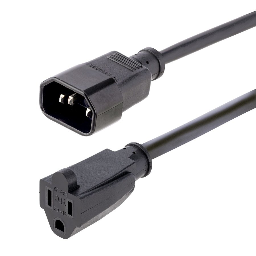 1415R-3F-POWER-CORD StarTech.com 1415R-3F-POWER-CORD power cable Black 39.4" (1 m) C14 coupler NEMA 5-15R - Image 1