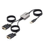 StarTech.com 2P6FFC-USB-SERIAL cable gender changer USB-A 2 x DB-9 RS-232 Black, Gray
