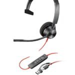 HP Poly Blackwire 3310 Monaural USB-C Headset +USB-C/A Adapter