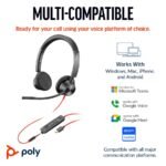 HP Poly Blackwire 3325 Stereo Microsoft Teams Certified USB-C Headset +3.5mm Plug +USB-C/A Adapter