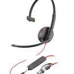 HP Poly Blackwire 3215 Monaural USB-C Headset +3.5mm Plug +USB-C/A Adapter