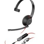 HP Poly Blackwire 5210 Monaural USB-C Headset +3.5mm Plug +USB-C/A Adapter