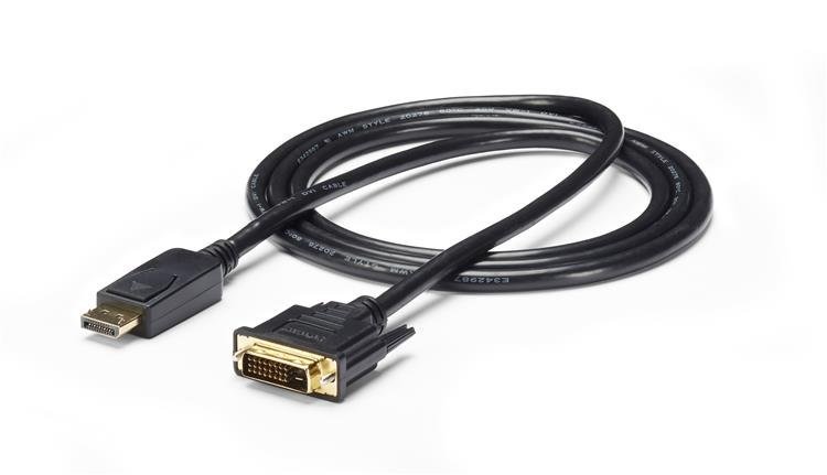 DP2DVI2MM6 StarTech.com DP2DVI2MM6 video cable adapter 70.9" (1.8 m) DisplayPort DVI-D Black - Image 1