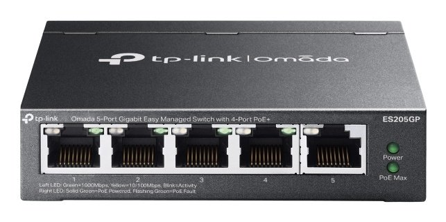 ES205GP TP-Link Omada ES205G Managed Gigabit Ethernet (10/100/1000) Power over Ethernet (PoE) Black - Image 1