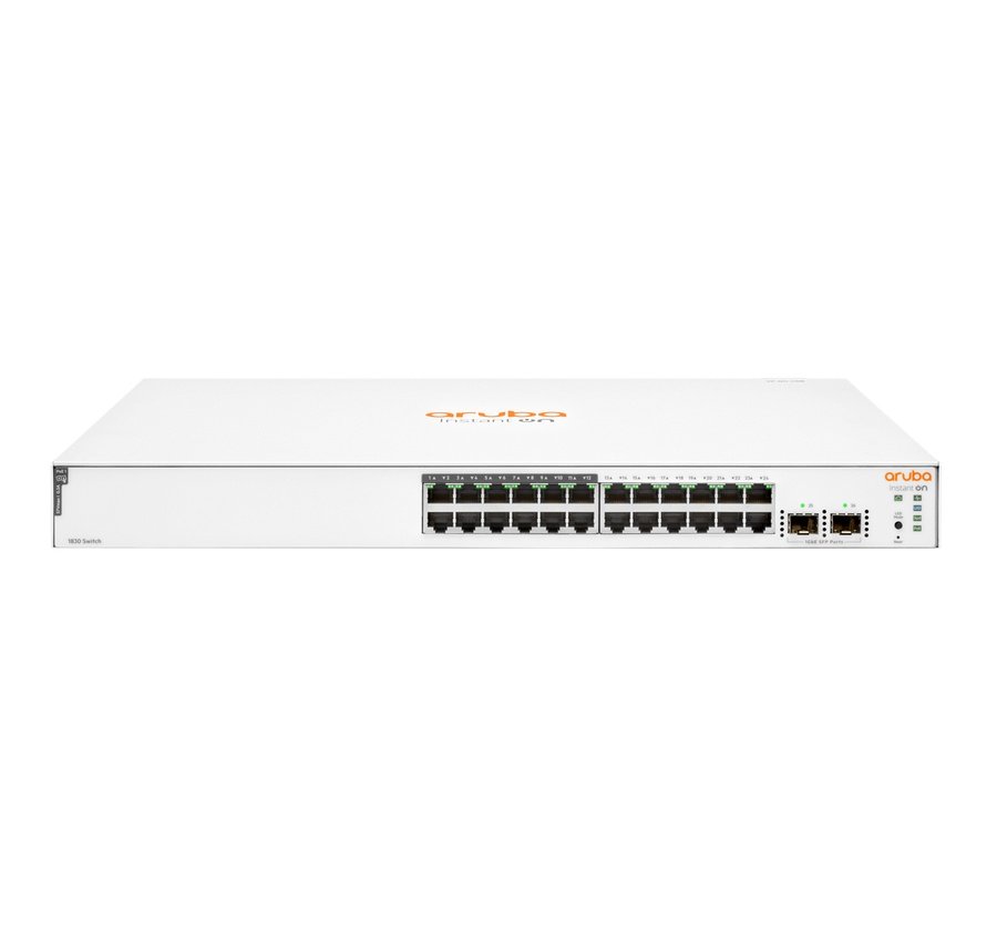 JL813A#ABA HPE Aruba Networking Aruba Instant On 1830 24G 12p Class4 PoE 2SFP 195W Managed L2 Gigabit Ethernet (10/100/1000) Power over Ethernet (PoE) 1U - Image 1