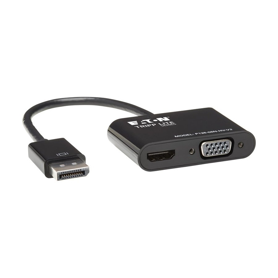 P136-06N-HV-V2 Tripp Lite P136-06N-HV-V2 video cable adapter 5.91" (0.15 m) DisplayPort HDMI/VGA Black - Image 1