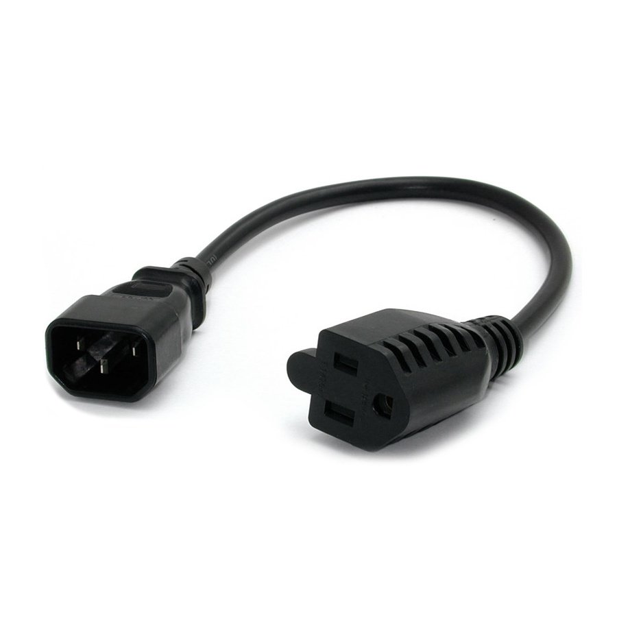 PAC100 StarTech.com PAC100 power cable Black 11.8" (0.3 m) C14 coupler NEMA 5-15R - Image 1