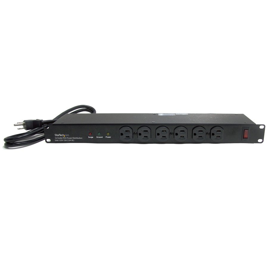 RKPW161915 StarTech.com RKPW161915 power distribution unit (PDU) 16 AC outlet(s) 1U Black - Image 1