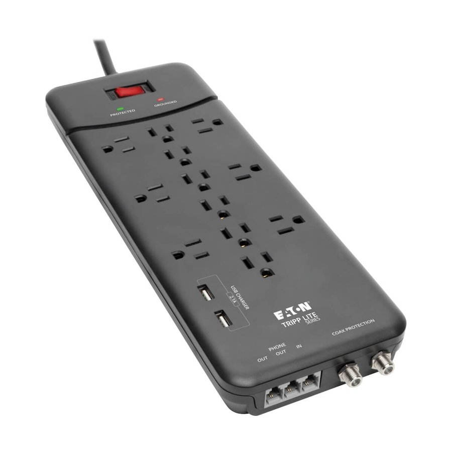 TLP128TTUSBB Tripp Lite TLP128TTUSBB surge protector Black 12 AC outlet(s) 110 - 125 V 96.1" (2.44 m) - Image 1