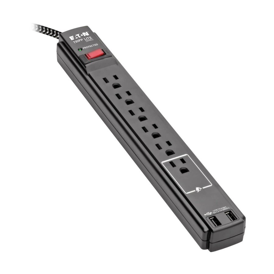 TLP610BUAM Tripp Lite TLP610BUAM surge protector Black 6 AC outlet(s) 110 - 125 V 120.1" (3.05 m) - Image 1