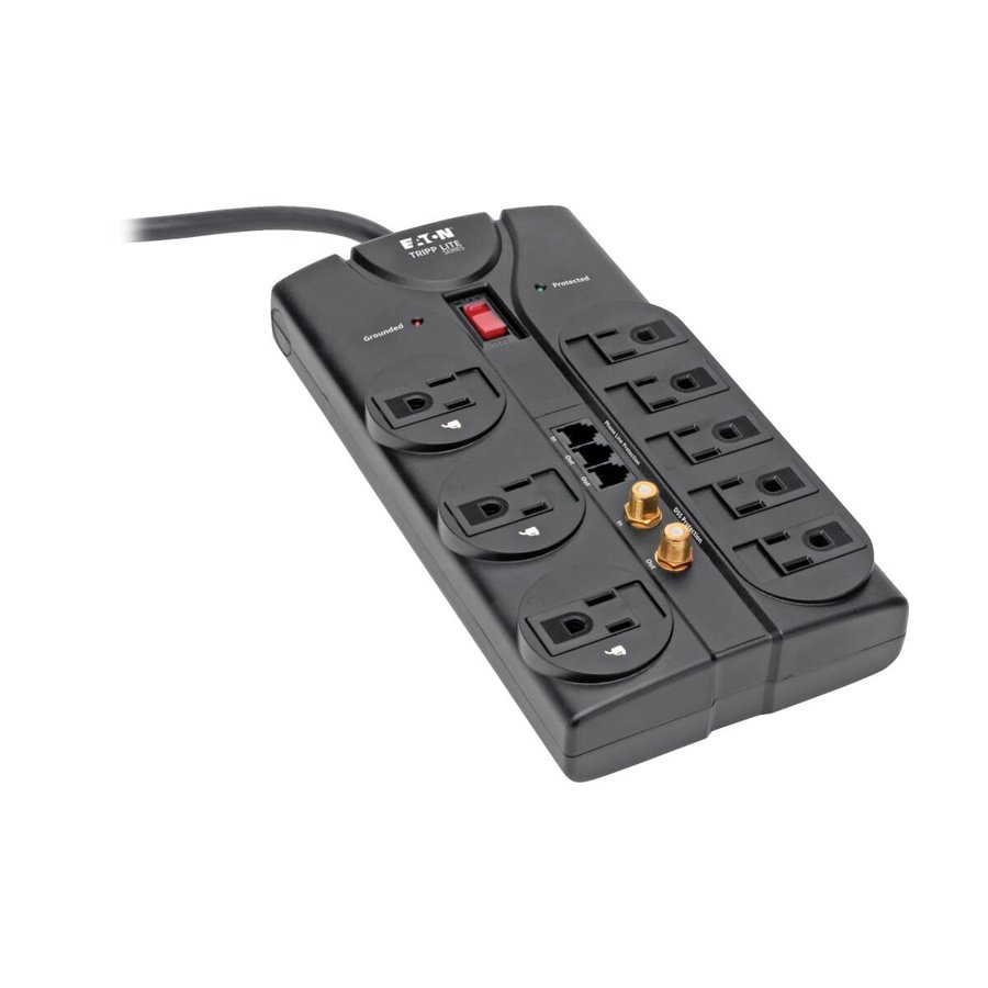 TLP808TELTV Tripp Lite TLP808TELTV surge protector Black 8 AC outlet(s) 120 V 96.1" (2.44 m) - Image 1