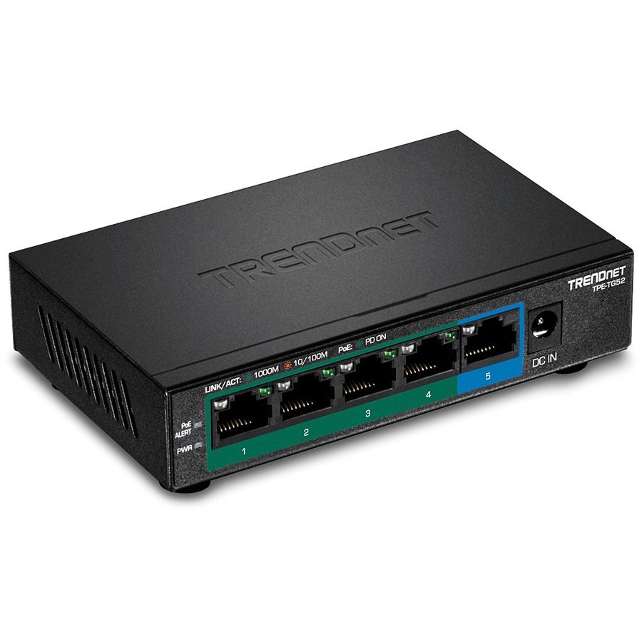TPE-TG52 Trendnet TPE-TG52 network switch Unmanaged Gigabit Ethernet (10/100/1000) Power over Ethernet (PoE) Black - Image 1