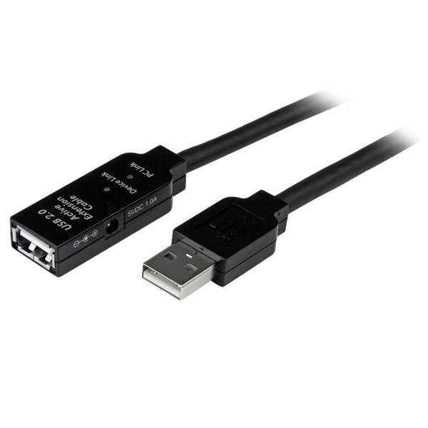 USB2AAEXT15M StarTech.com USB2AAEXT15M USB cable USB 2.0 590.6" (15 m) USB A Black - Image 1