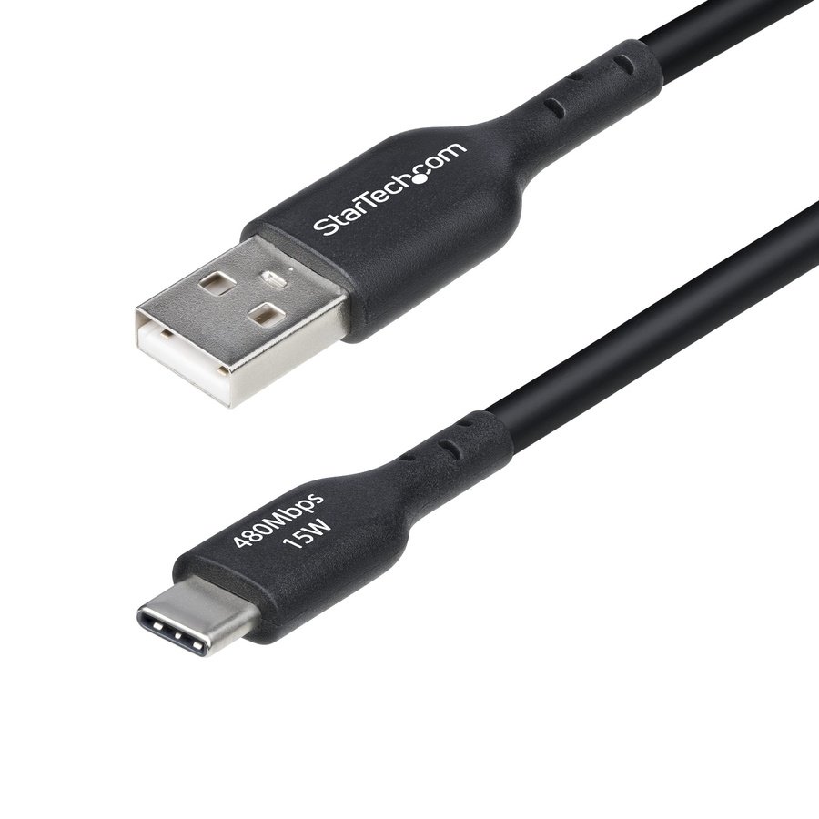USB2AC15FBKE StarTech.com USB2AC15FBKE USB cable USB 2.0 181.1" (4.6 m) USB A USB C Black - Image 1