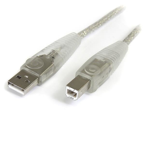 USB2HAB6T StarTech.com 6 ft. Transparent USB 2.0 Cable A-B M/M USB cable 72" (1.83 m) - Image 1