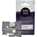 NU-TONE BROTHER TZE-131 COMPATIBLE PREMIUM TAPE BLACK / CLEAR 12MM