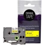 NU-TONE BROTHER TZE-651 COMPATIBLE PREMIUM TAPE BLACK / YELLOW 24MM