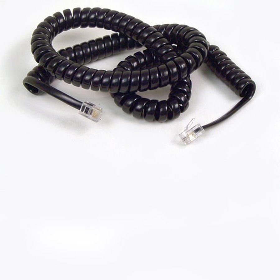 F8V101-12-BK Belkin Coiled Telephone Handset Cord, 12 feet (3.7m), Black 145.7" (3.7 m) - Image 1