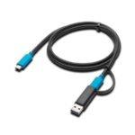 Kensington USB-C 3.2 Gen2 10Gbps Cable with USB-A Adapter - 100W Power Delivery, 1 meter